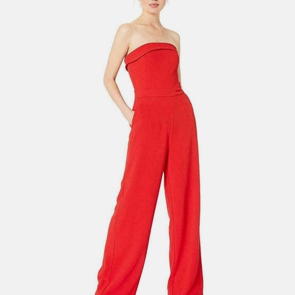 Cupcakes & Cashmere Vibrant Red Strapless Jumpsuit - Picture 1 of 9